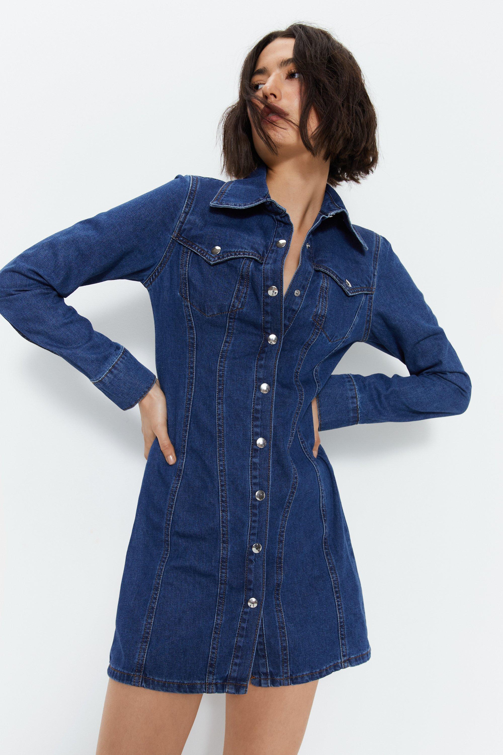 Fitted sales denim dress